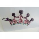 HA166  Crown Hair Barrette Crystals Hair Barrette Clip