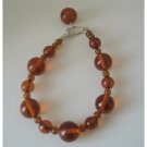 TB357  Amber Resin Beaded Bracelet w/ Toggle Clasp