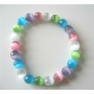 TB378  Multifaceted Colorful Cat Eyes 8mm Stretchable Bracelet
