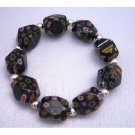 TB285  Black Millefiori Bracelet Stretchable Bracelet