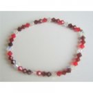 TB562  Swarovski Siam Red Garnet Clear Crystals Stretchable Bracelet