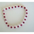 TB328  Clear Crystals And Fuschia Swarovski Crystals Stretchable Bracelet
