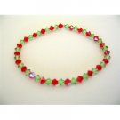 TB321  Peridot & AB Siam Red Swarovski Stretchable Bracelet