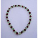 TB299  Swarovski Crystals Stretchable Bracelet w/ Swarovski Siam Red & Peridot Crystals Bracelet
