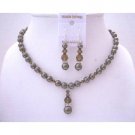 BRD506  Brown Chocolate Pearls & Swarovski Crystals SMoked Topaz Handcrafted Jewelry Set