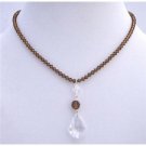 BRD701  Smoked Topaz Genuine Swarovski Clear Crystals Polygon Beads Necklace