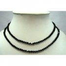 BRD341  Handcrafted Double Jet Crystals(4mm) Necklace Genuine Swarovski Jet Crystals Necklace