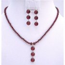 NSC609Siam Red Swarovski Siam Red Handmade Crystals Jewelry Set w/ Drop Down Jewelry Set