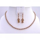 NSC593  Smoked Topaz Lite & Dark Swarovski Crystals Necklace Set Jewlery Set