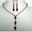NSC242  Crystals Jewelry Red Necklace Set Y Handcrafted Swarovski Crystals