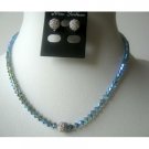 NSC331 Sparkling Genuine Crystals Indian Sapphire AB w/ Cute Round Cz Pendants Necklace Set