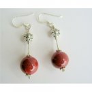 ERC328  Sterling Silver 925 Tube Coral 10mm Round Bead w/ Daisy Spacer Earrings