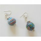 ERC335  Versatile Venetian Glass Bead w/ Bali Silver Earrings Sterling Silver Earrings