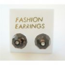 ERC395  Smoked Topaz Crystals Stud Earring