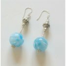 ERC339Sterling Silver earrings w/Venetian Glass Bead Earrings&Bali Spacer Sterling Silver Earrings