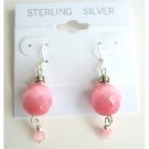ERC330  Multifacated Rose Pink Cat Eye 12mm Sterling Silver 925 Earrings