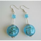 ERC412  Ethnic Blue Self Designed Millefiori Bead Sterling Silver Earrings