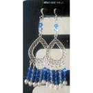 ERC063  Sterling 92.5 Stamped w/ 100% Genuine Swarovski Sapphire Crystals & Pearls