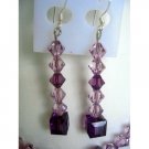 ERC125  Genuine Amethyst Crystals Sterling Silver Earrings