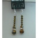 ERC130  Genuine New Swarovski AB Dorado Crystals Earrings Sterling Silver French Wire Earrings