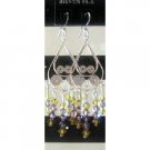 ERC060_2  Genuine Swarovski Lime & Purpl Crystals w/ Sterling 92.5 100% Silver Chandelier Earrings