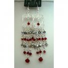 ERC103  Sterling Silver Dangling w/ Genuine Siam Red Crystals Bicone 4mm