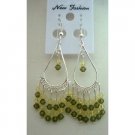 ERC064  Genuine Khakhi & Jonquil Swarovski Crystals Earrings Sterling 92.5 Silver Jewelry