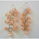 ERC362  Peach Bunches Beads Cat Eye Sterling Silver Earrings Handmade Earrings