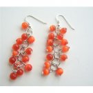 ERC343  Dark Citrine Orange Beaded Earrings Sterling Silver Earrings Handmade Earrings