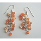 ERC324Citrine Cat Eye Sterling Silver Earrings Citrine&Lite Orange Cat Eye Beadspacer Earrings
