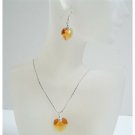 NSC521  Dark Golden Shadow Heart Pendant Swarovski Crystals Heart Jewelry Set