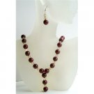 NSC414  Carnelian Beads Jewerly Genuine Swarovski Ceylon Crystals Necklace & Earrings Handmade
