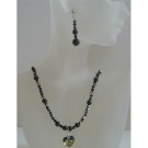 NSC436  Swarovski Mystic Pearls & Swarovski AB Jet Crystals Handmade Custom Jewelry Necklace Set