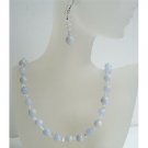 NSC406  Swarovski AB Crystals And Blue Agate Beads Jewelry Handmade Necklace&Earrings
