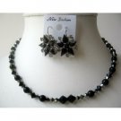 NSC328  Evening Party Jewelry Genuine Swarovski Sparkling Jet Crystals Necklace Set