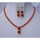 NSC388  Fall Color Jewelry Swarovski AB Indian Red Swarovski Crystals w/Cute Dangling Pendant
