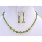NSC619  Swarovski Olivine Crystals Handmade Jewelry Set