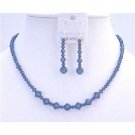 NSC622  Handmade Swarovski Crystals Necklace Set Montana Blue Swarovski Crystals Necklace Set