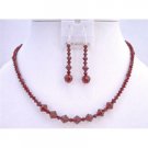 NSC620  Swarovski Crystals Jewelry Set Siam Red Crystals Necklace Set
