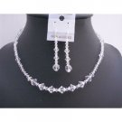 NSC597  Swarovski Clear Crystals Bridal Birdemaides Jewelry Set Custom Swarovski Crystals Jewelry