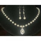 NSC102  Genuine Swarovski Cream Rose Pearls & Crystals Necklace Set Handcrafted Custom Jewelry