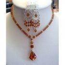 NSC122  Genuine Swarovski Austrian Topaz Crystals Necklace Set Handcrafted Custom Jewelry