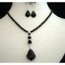 NSC216  Handcrafted Necklace Set in Genuine Swarovski In Jet Crystals