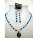 NSC105  Genuine Swarovski Blue & AB Crystals w/ Pendant Necklace Set