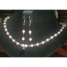 NSC115  Genuine Swarovski Rosaline & Burgundy Pearls Necklace Set Handcrafted Custom Jewelry