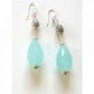 ERC338  Opal Quartz Bead Bali Silver w/ Sterling silver 925 Tube Earrings