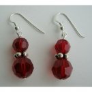 ERC194  Vintage Swarovski Siam Red Crystals Earrings w/ Sterling Silver