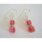 ERC217  PADPARADSCHA Swarovski Crystals Sterling Silver Earrings AB Crystals Chandelier
