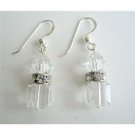 ERC348 Swarovski Clear Crystals w/ Silver Rondells Spacer Sparkle Like Real Diamond Earrings