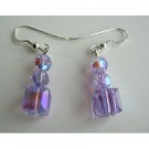 ERC196  Crystals Earrings in AB Violet Swarovski Crystals Earrings Sterling Silve